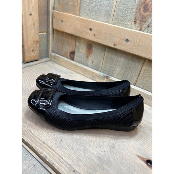 Anne Klein Iflex Black Ballet Flats With Buckle Accent 8M Slip On - Picture 7 of 7
